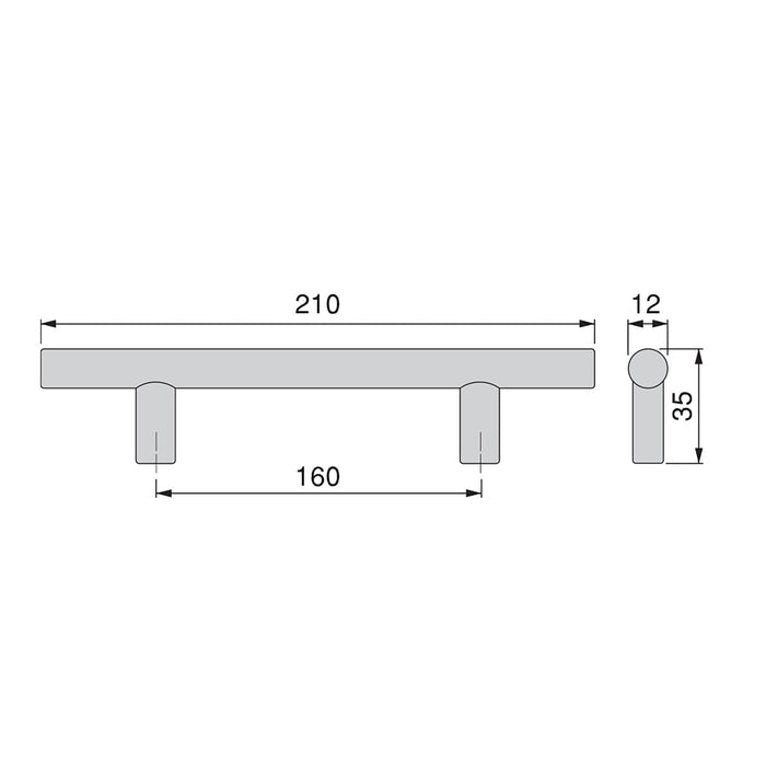 Lot von 10 Möbelgriffe Orlando, L210mm, 160mm Achsenabstand, Stahl, Nickel satiniert