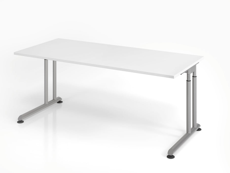 Hammerbacher | Schreibtisch C-Fuß 180x80cm Weiß / Silber