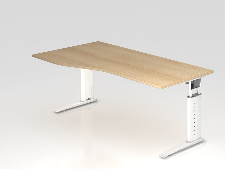 Hammerbacher | Schreibtisch C-Fuß 180x100 / 80cm Eiche / Weiß