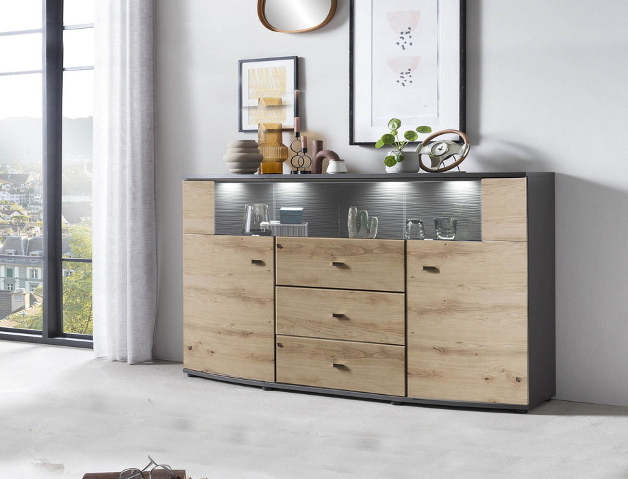 Hometrend | DERA 085 Sideboard | Dekor Artisan Eiche MDF TG / Anthrazit