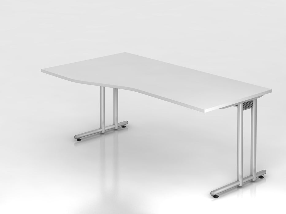 Hammerbacher | Schreibtisch C-Fuß 180x100 / 80cm Weiß / Silber