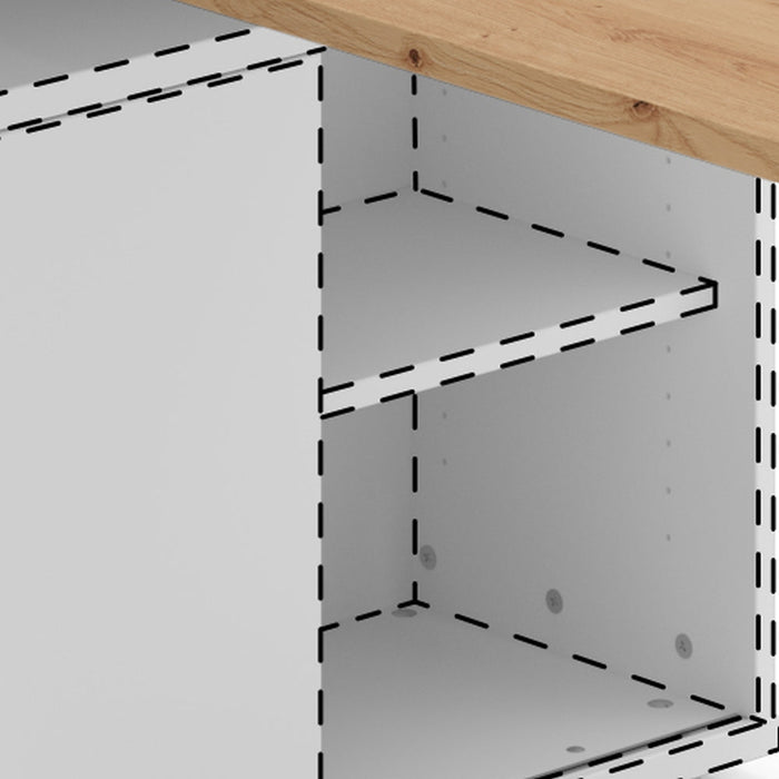 Hammerbacher | Anbauschreibtisch T-Fuß 180x80cm Asteiche / Si