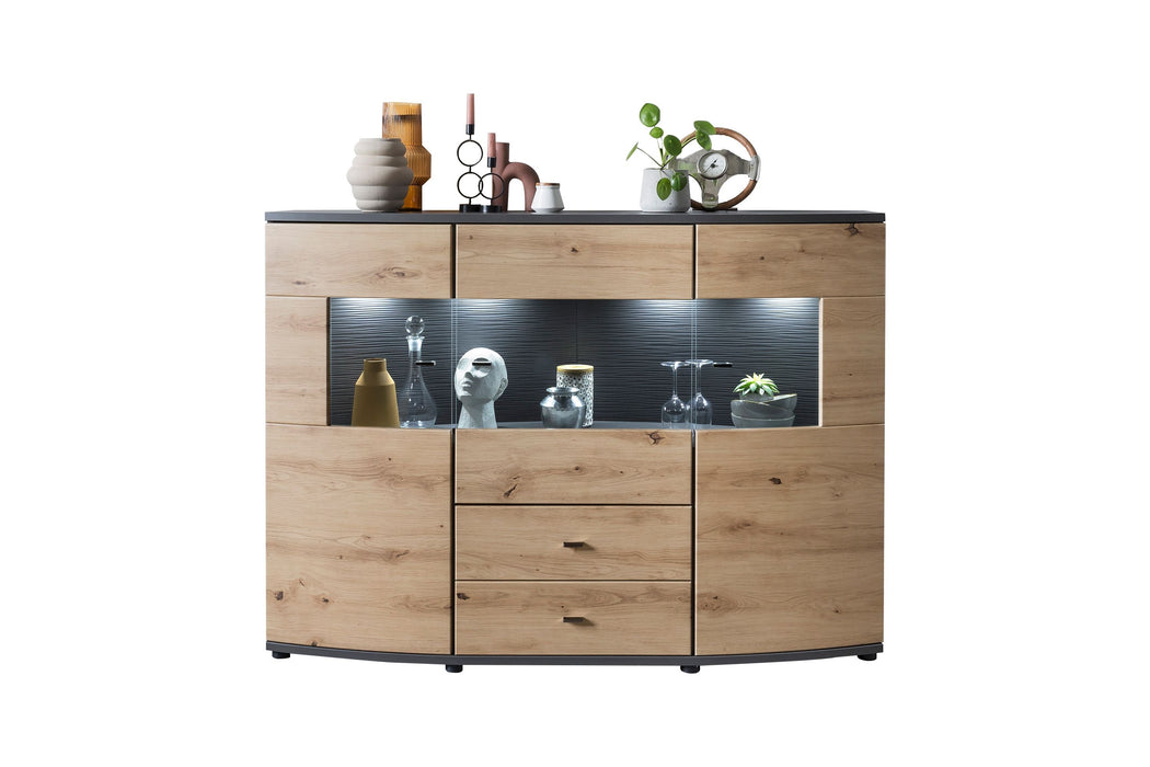 Hometrend | DERA 081 Highboard | Dekor Artisan Eiche MDF TG / Anthrazit