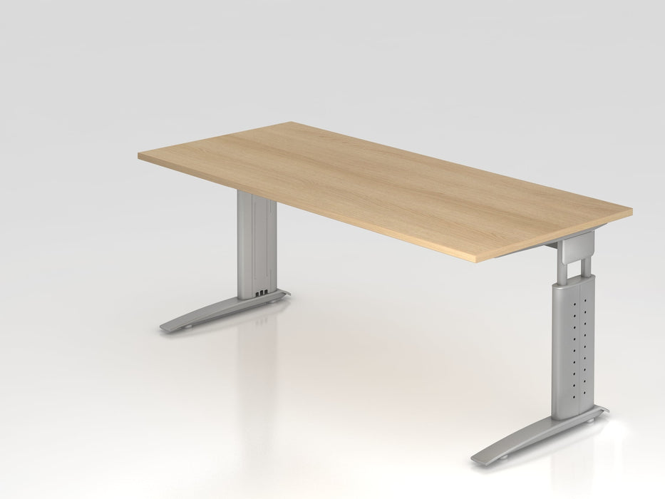 Hammerbacher | Schreibtisch C-Fuß 180x80cm Eiche / Silber