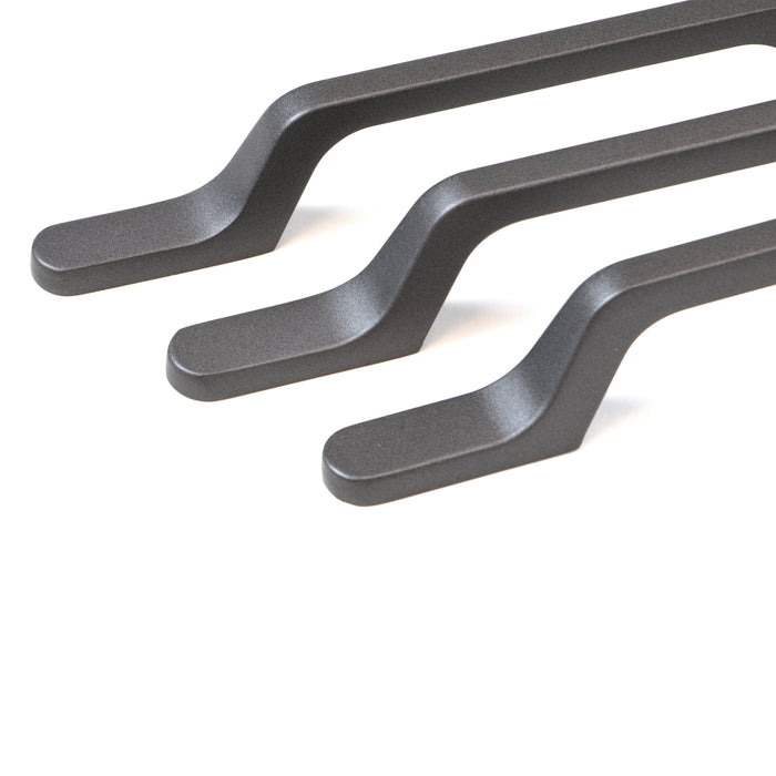 Lot von 5 Möbelgriffe Osaka, L225mm, 160mm Achsenabstand, Aluminium, Dunkelgrau