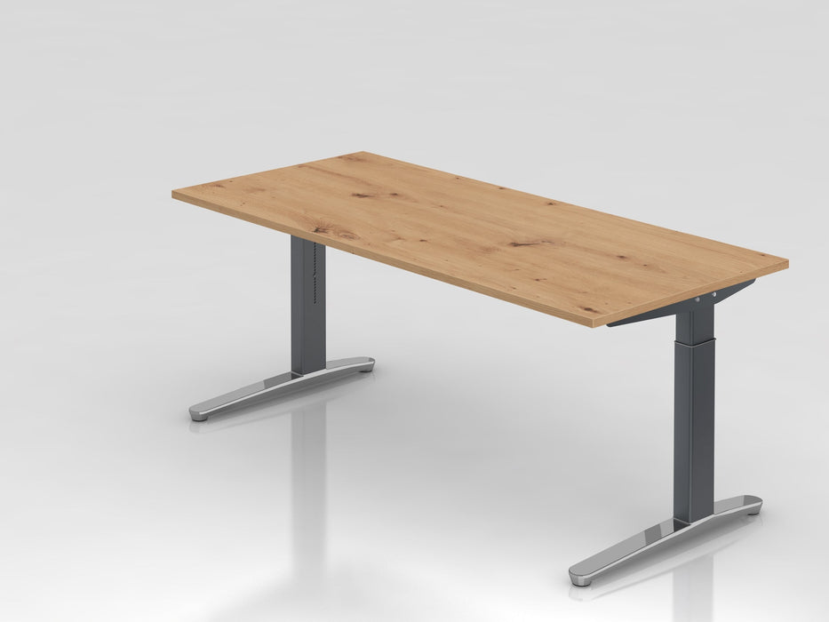 Hammerbacher | Schreibtisch C-Fuß 180x80cm Asteiche / Graphit poliert