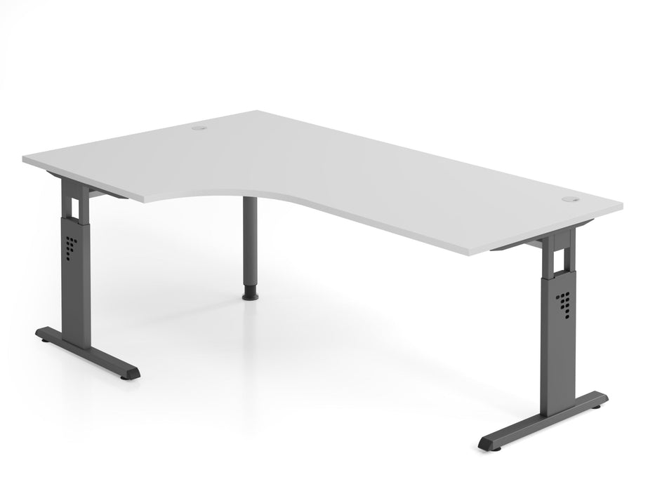 Hammerbacher | Winkeltisch C-Fuß 200x120cm 90° Grau / Graphit