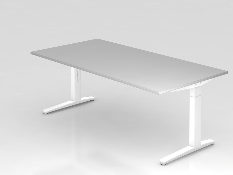 Hammerbacher | Schreibtisch C-Fuß 200x100cm Grau / Weiß