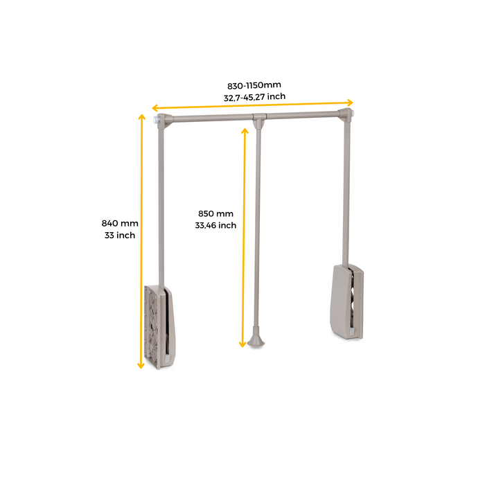 Kleiderlift Garderoben Hang, 830 - 1150, Bemalte Steinfarbe, Stahl Kunststoff