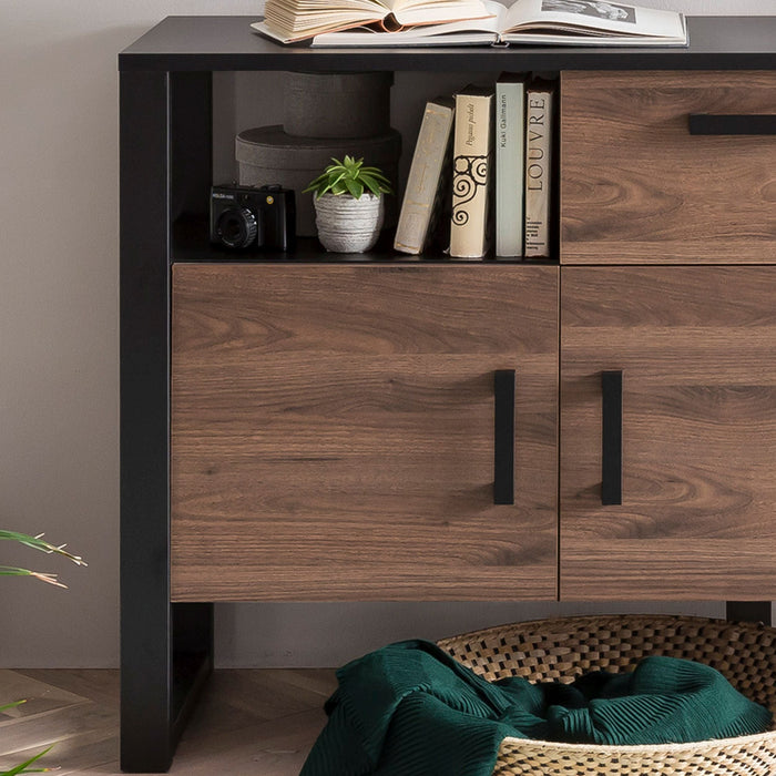 Hometrend | NORDI 084 Sideboard | Dekor Okapi Nuss / Schwarz-Okapi Nuss