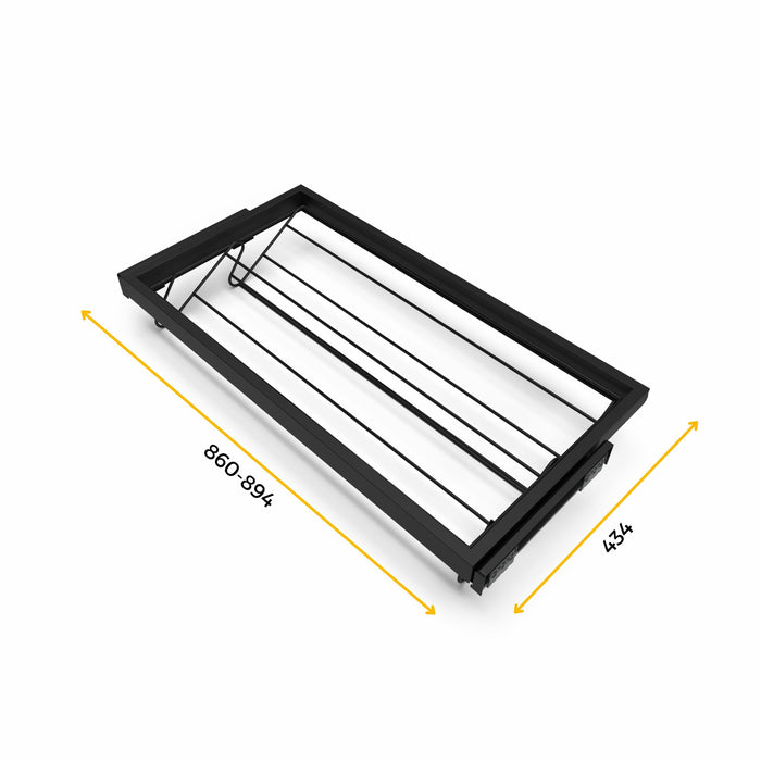 Set aus Metall-Schuh-Regal set Rahmen sanften Schließen Auszüge Garderobe, verstellbar, Modul 900mm, Schwarz strukturiert