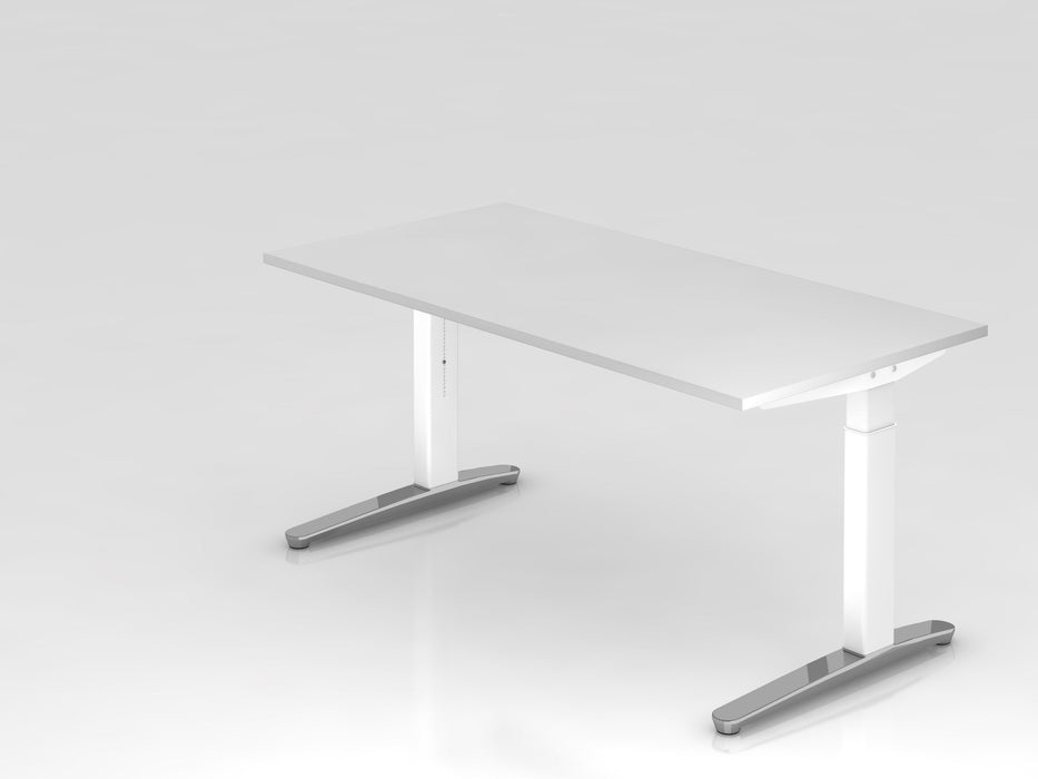 Hammerbacher | Schreibtisch C-Fuß 160x80cm Weiß / Weiß