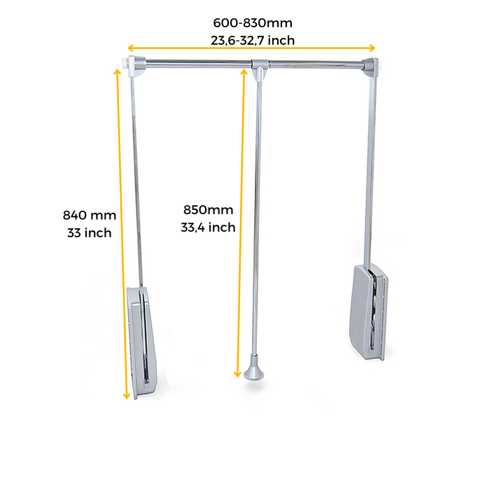 Kleiderlift Garderoben Hang, 600 - 830, Bemalte Steinfarbe, Stahl Kunststoff