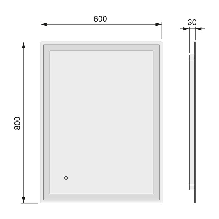 Badezimmerspiegel Heracles dekorative frontale LED-Beleuchtung, AC 230V 50Hz, 34W, Kunststoff Glas