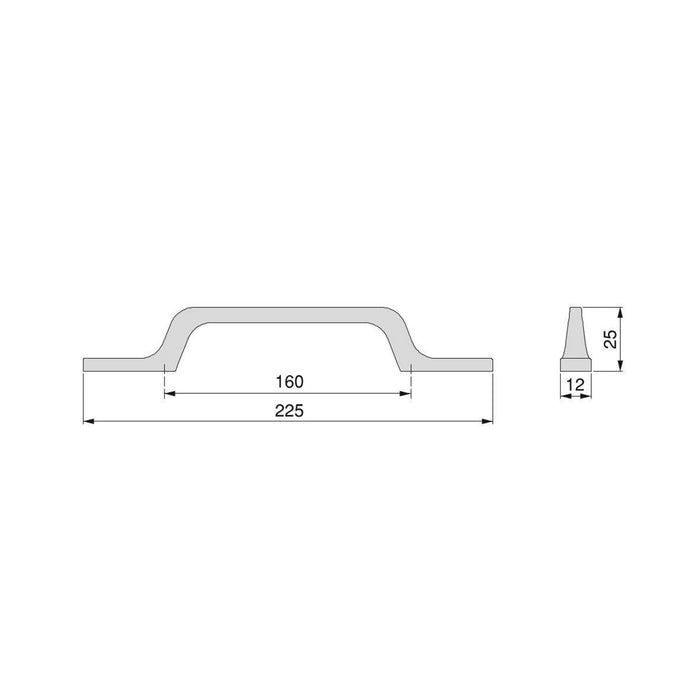Lot von 5 Möbelgriffe Osaka, L225mm, 160mm Achsenabstand, Aluminium, Dunkelgrau