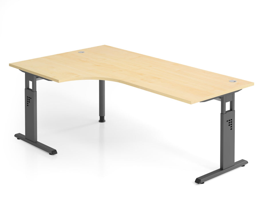 Hammerbacher | Winkeltisch C-Fuß 200x120cm 90° Ahorn / Graphit