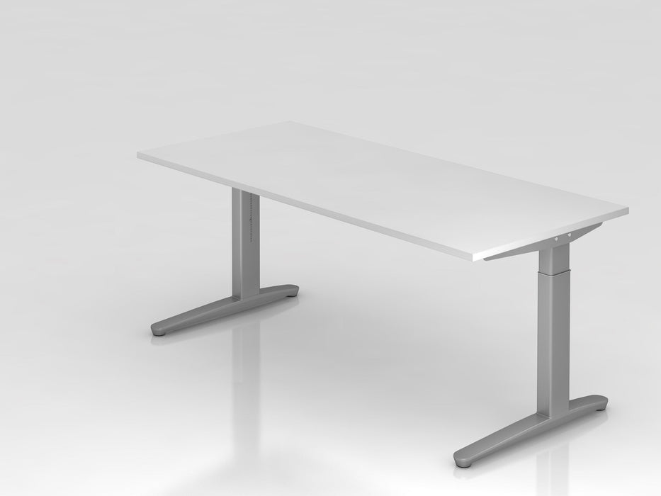 Hammerbacher | Schreibtisch C-Fuß 180x80cm Weiß / Silber