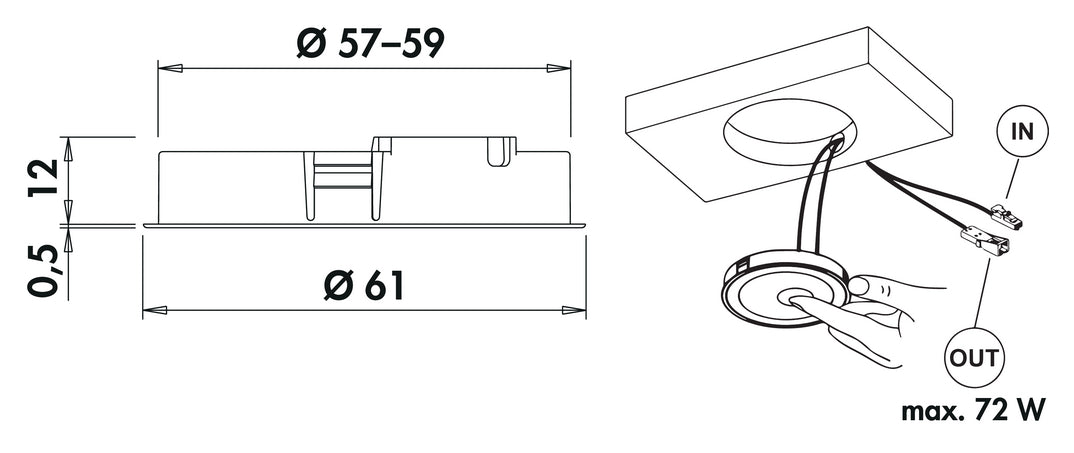 Naber | Kronos Farbwechsel LED | Einbauleuchte | Einzelleuchte m. LED Touch S. D. | schwarz matt