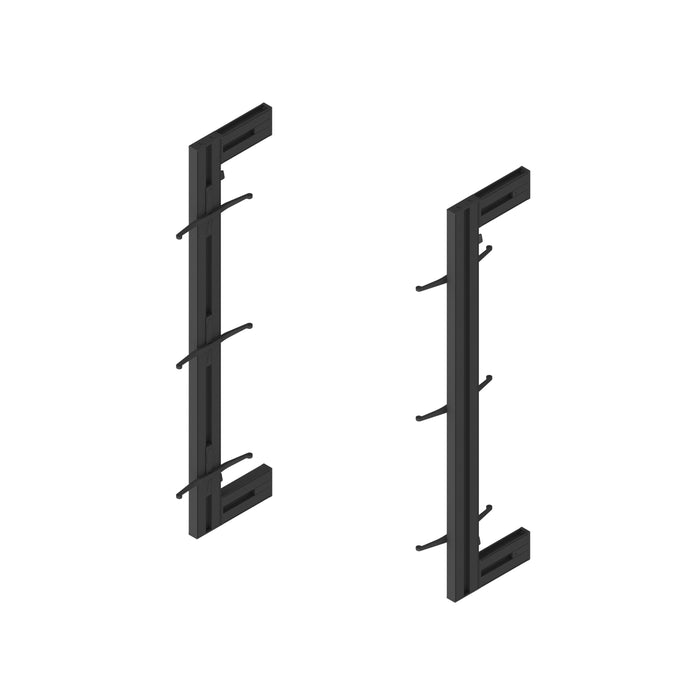 Set aus Zero modulares Rahmen set Wandbefestigung, Aluminium Zamak, Tiefschwarz lackiert texturiert