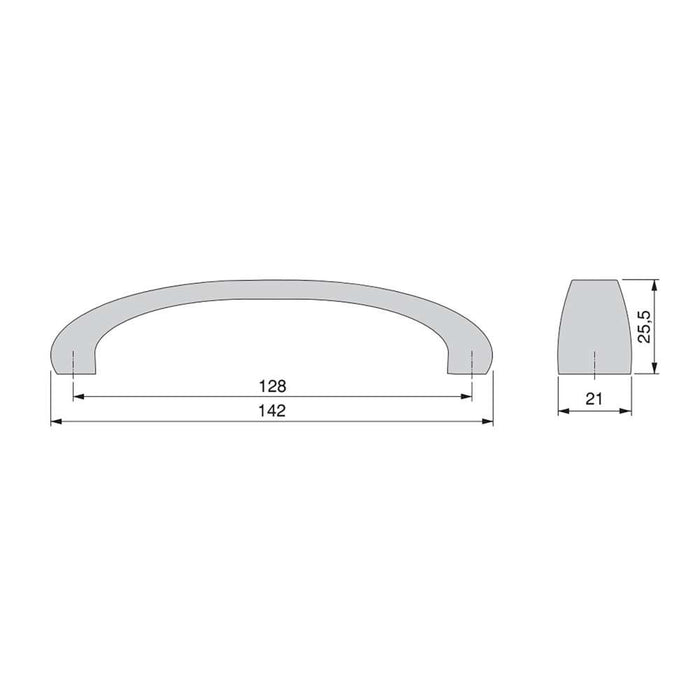 Lot von 20 Möbelgriffe Kyoto, L142mm, 128mm Achsenabstand, Zamak, Titanfarbig lackiert