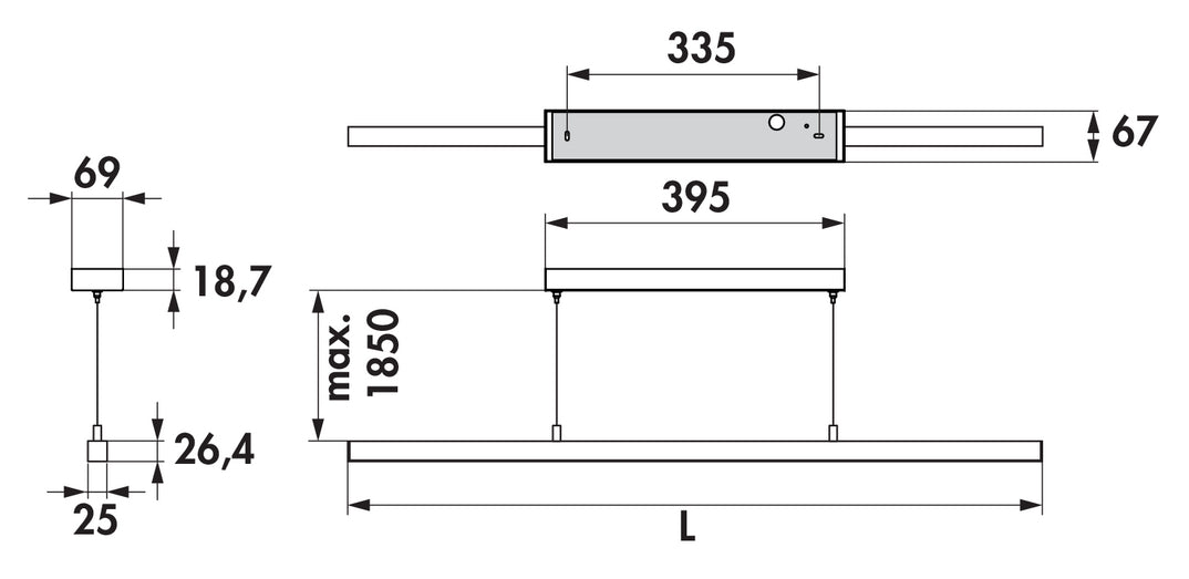 Naber | Asta Farbwechsel LED | Pendelleuchte | L 900 mm | 13,9 W | schwarz matt