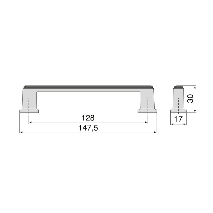 Lot von 5 Möbelgriffe Tanger, L147.5mm, 128mm Achsenabstand, Zamak, Schwarz lackiert