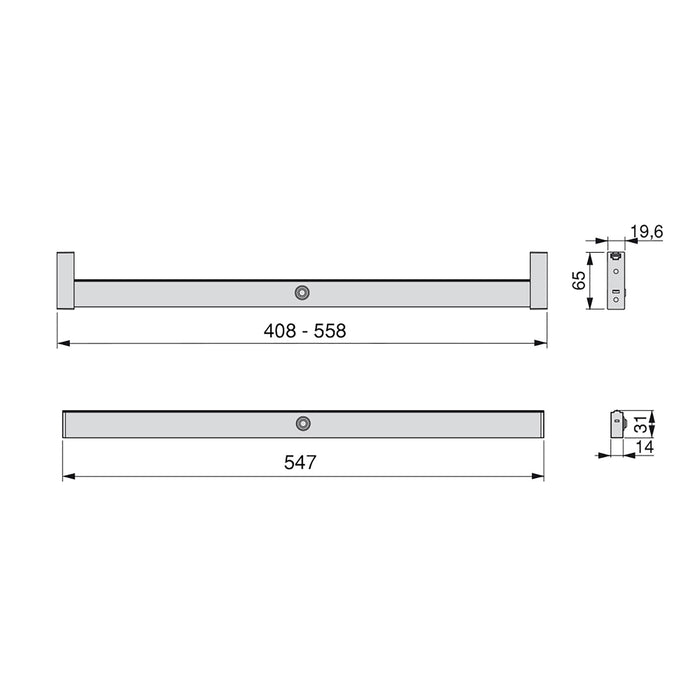 Garderobenstange LED-Licht Polux Bewegungssensor (12V DC), L558mm, Kunststoff Aluminium, Metallic Grau