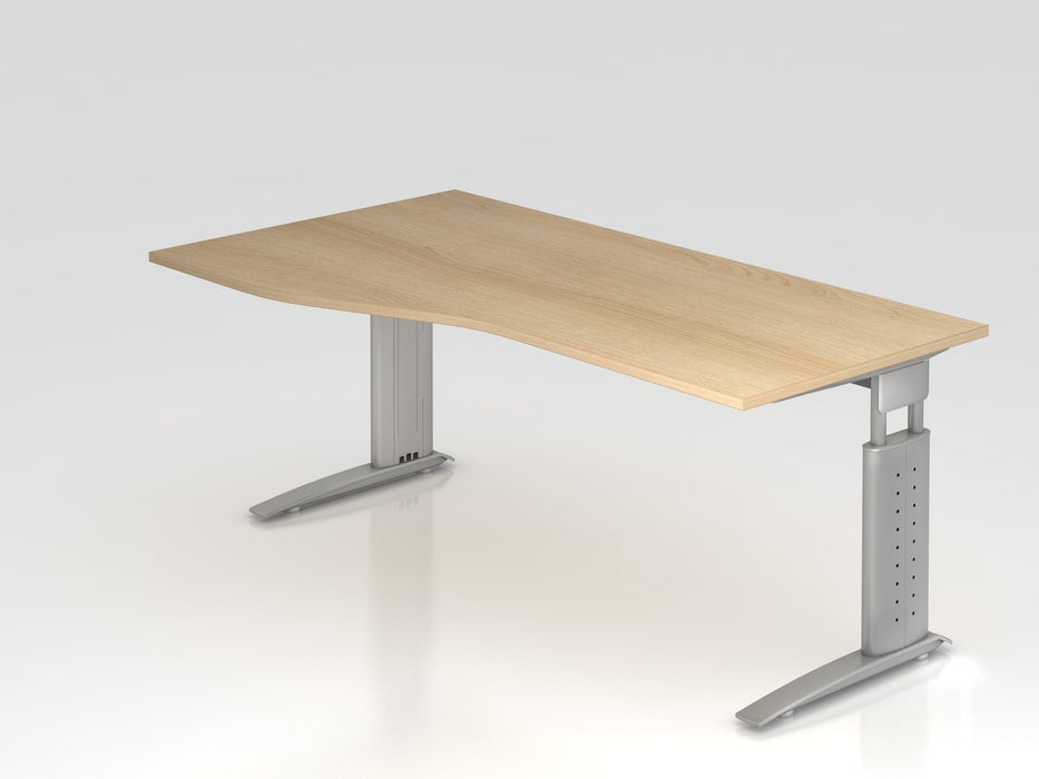 Hammerbacher | Schreibtisch C-Fuß 180x100 / 80cm Eiche / Silber