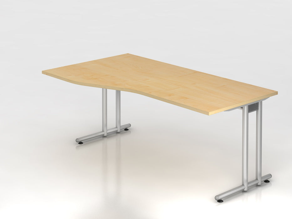 Hammerbacher | Schreibtisch C-Fuß 180x100 / 80cm Ahorn / Silber