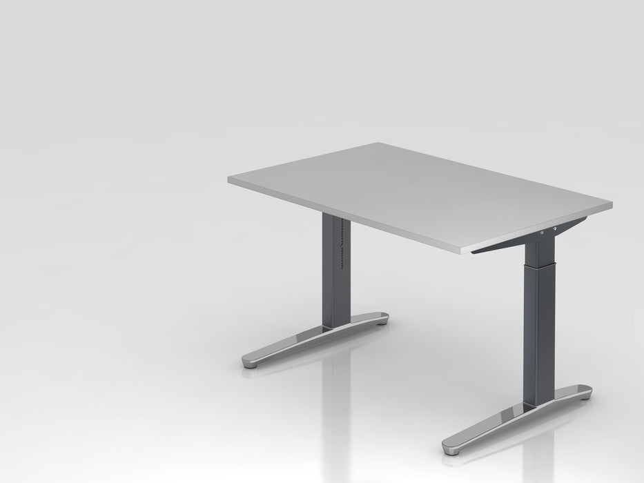 Hammerbacher | Schreibtisch C-Fuß 120x80cm Grau / Graphit poliert