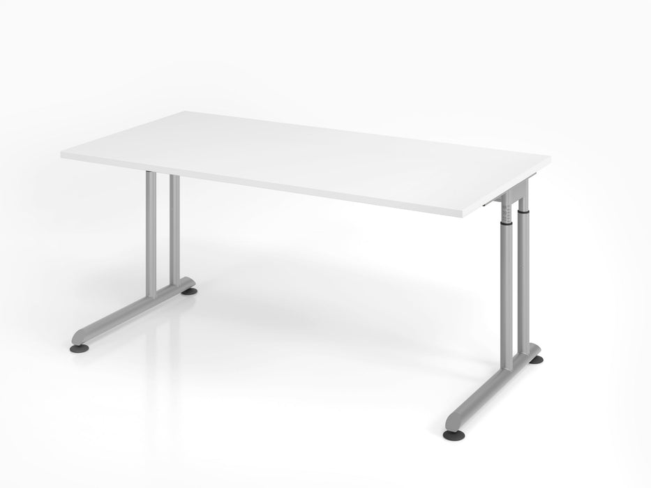 Hammerbacher | Schreibtisch C-Fuß 160x80cm Weiß / Silber