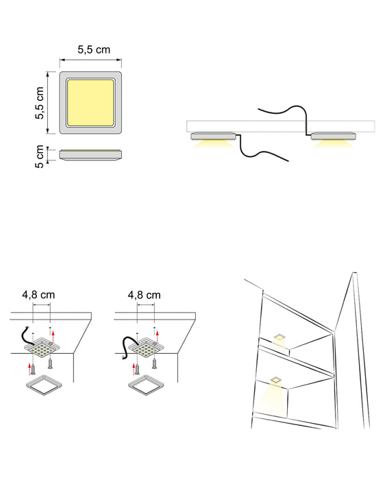 Hometrend | NORDI LED VA-3xSPOT-CW+1xTRAFO-FUßSCHALTER