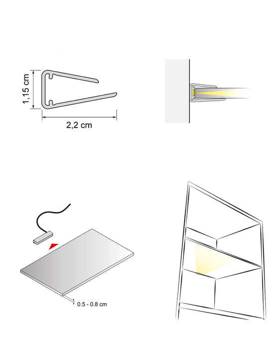 Hometrend | SOLEA LED 012-2xCLIPS-CW+1xTRAFO-FUßSCHALTER