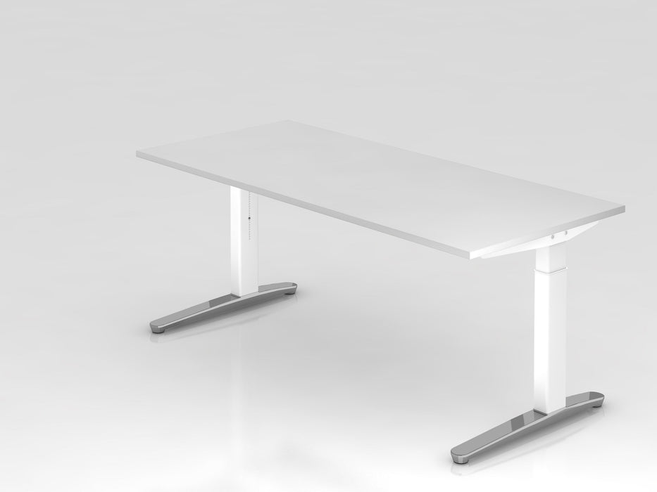 Hammerbacher | Schreibtisch C-Fuß 180x80cm Weiß / Weiß