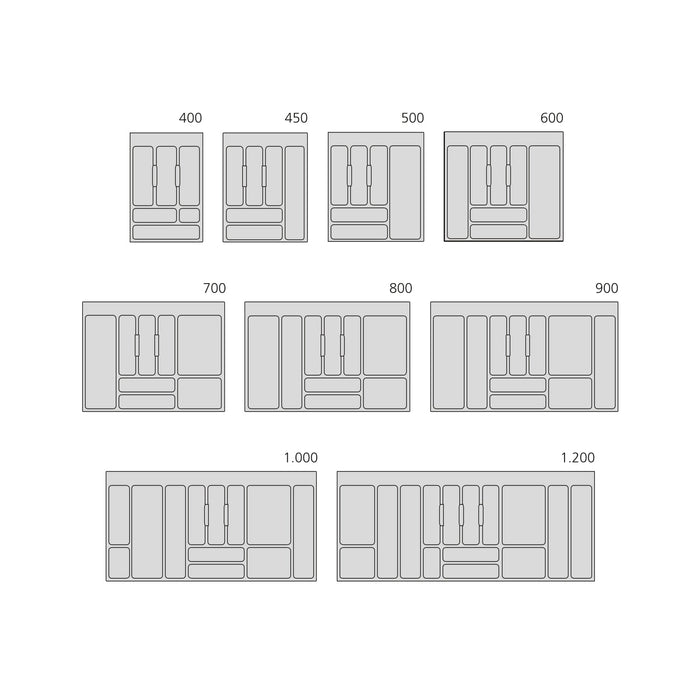 Besteckeinsatz Optima Universalschublade, Modul 1.000mm, Kunststoff, Grau