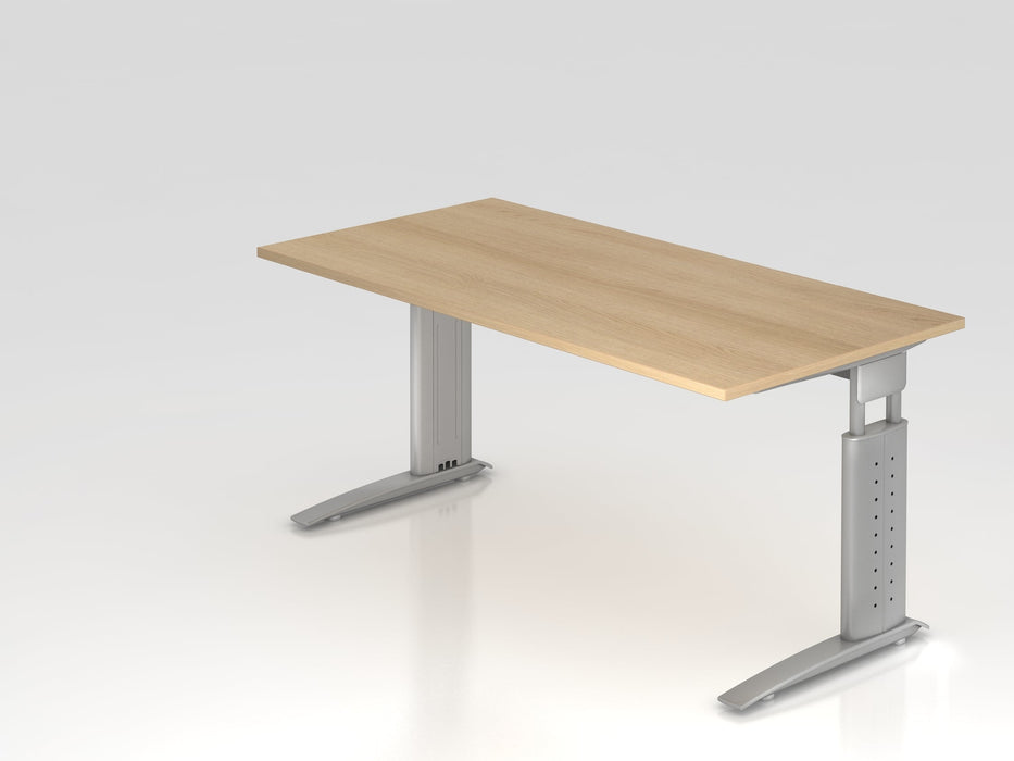 Hammerbacher | Schreibtisch C-Fuß 160x80cm Eiche / Silber