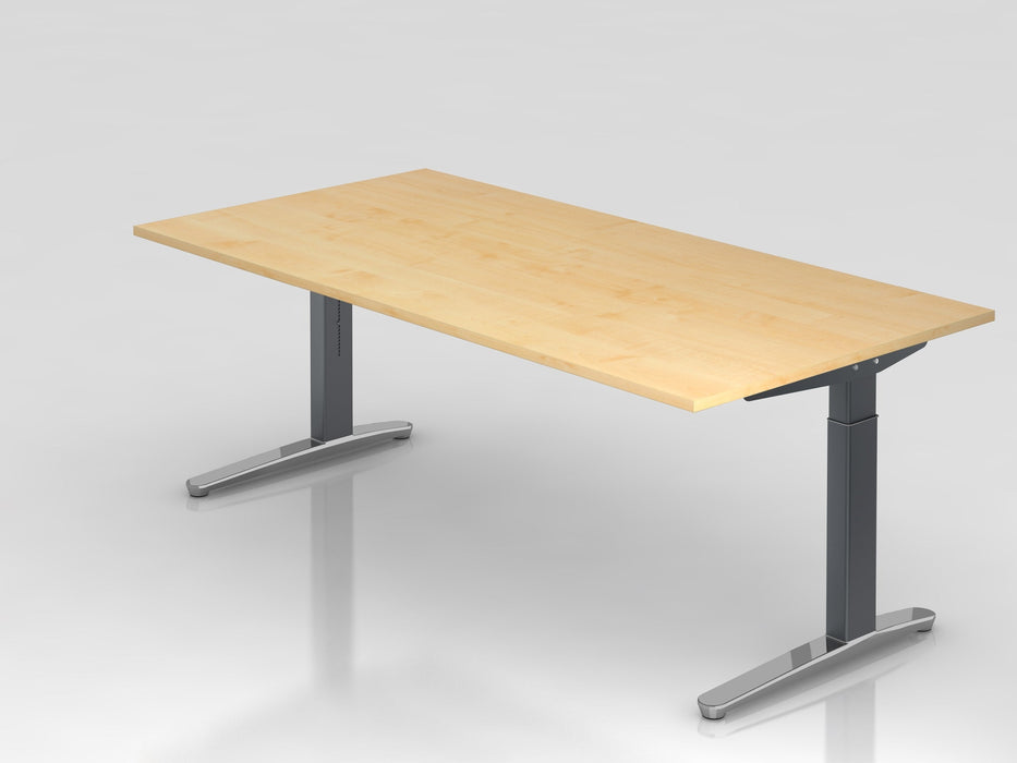 Hammerbacher | Schreibtisch C-Fuß 200x100cm Ahorn / Graphit poliert