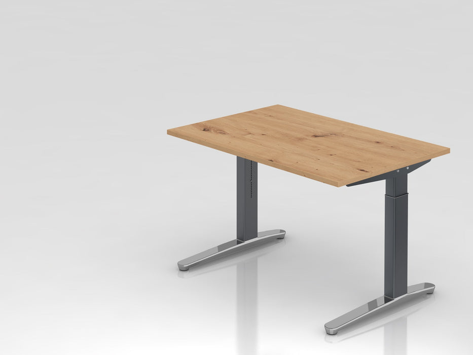 Hammerbacher | Schreibtisch C-Fuß 120x80cm Asteiche / Graphit poliert