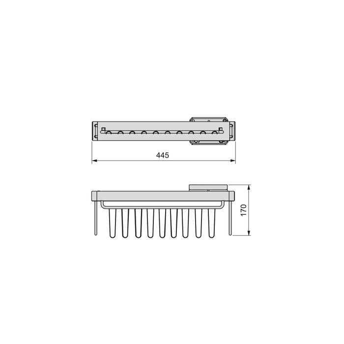 Krawattenhalter seitlich ausziehbar Moka, Mokka, Kunststoff Aluminium