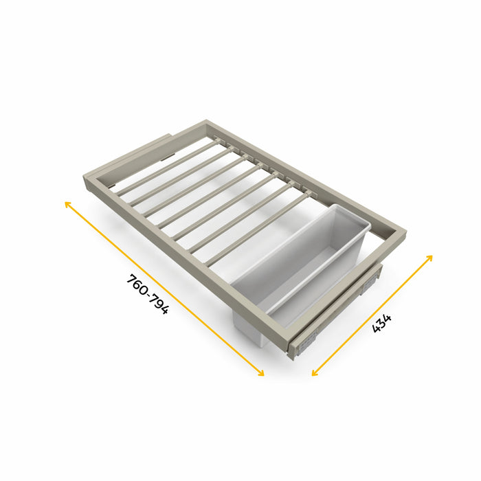 Set aus 7 Hosenträgern, 1 Tablett 1 sanft schließenden Gleitrahmen Kleiderschränke, verstellbar, Modul 800mm, Steingrau