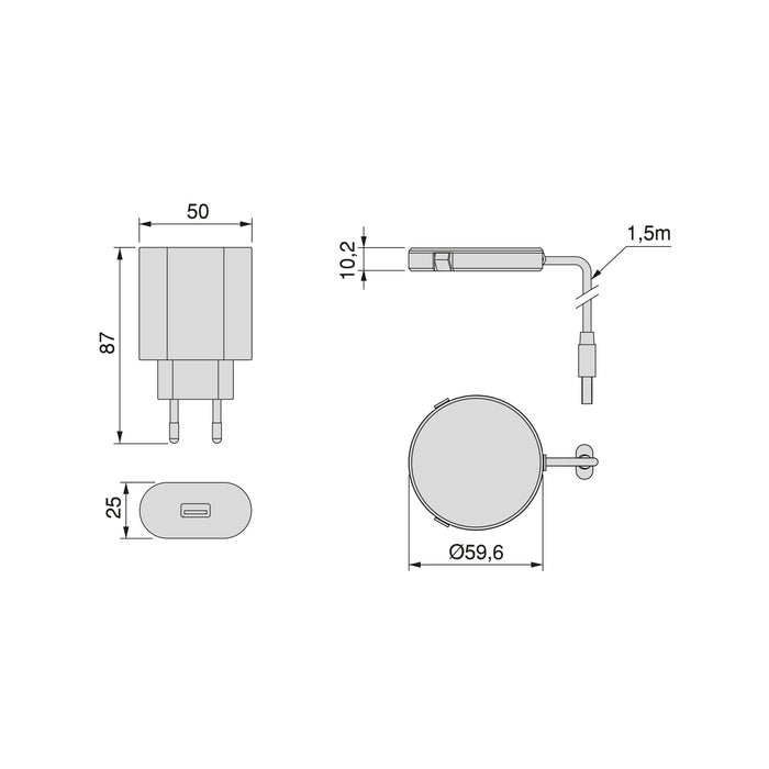 kabelloses Handy-Ladegerät Airtop 2, Oberflächen USB A, D.60mm, 5V DC / 2.1A (USB-10W/Qi-10W), Kunststoff, Schwarz