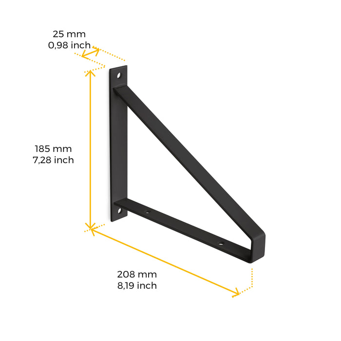 Satz träger-Set Regale in Holz Shelf dreieckiger Form, Stahl, Schwarz