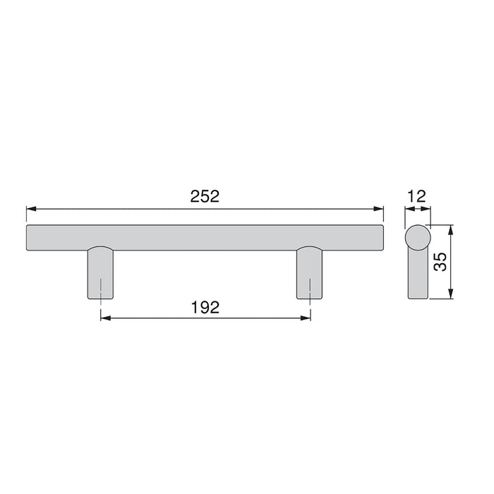 Möbelgriff Orlando, L252mm, 192mm Achsenabstand, Stahl, Nickel satiniert