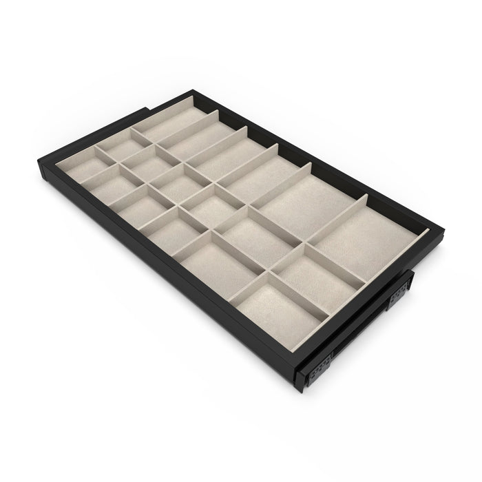 Set aus Organiser Schubladen-Set Soft-Close-Rahmen Kleiderschränke, verstellbar, Modul 800mm, Struktur Schwarz Steingrau