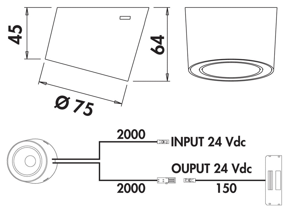 Naber | Unika 2 Farbwechsel LED | Aufbauleuchte | Einzelleuchte m. LED Touch S. D. | schwarz matt