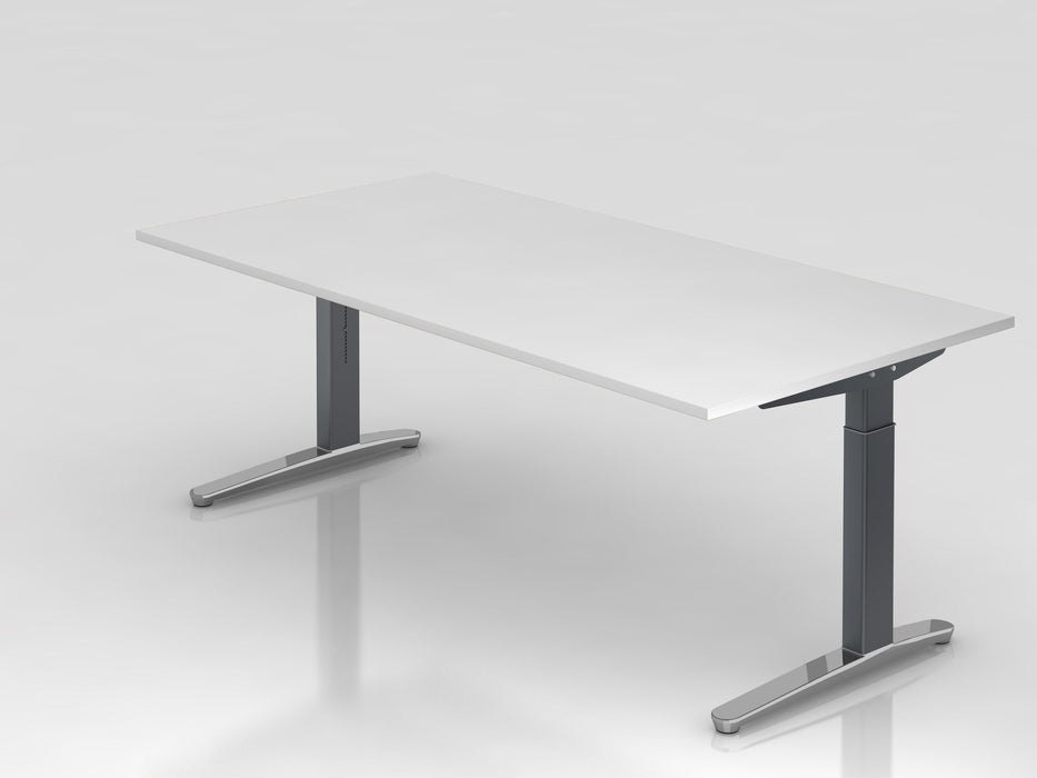 Hammerbacher | Schreibtisch C-Fuß 200x100cm Weiß / Graphit poliert