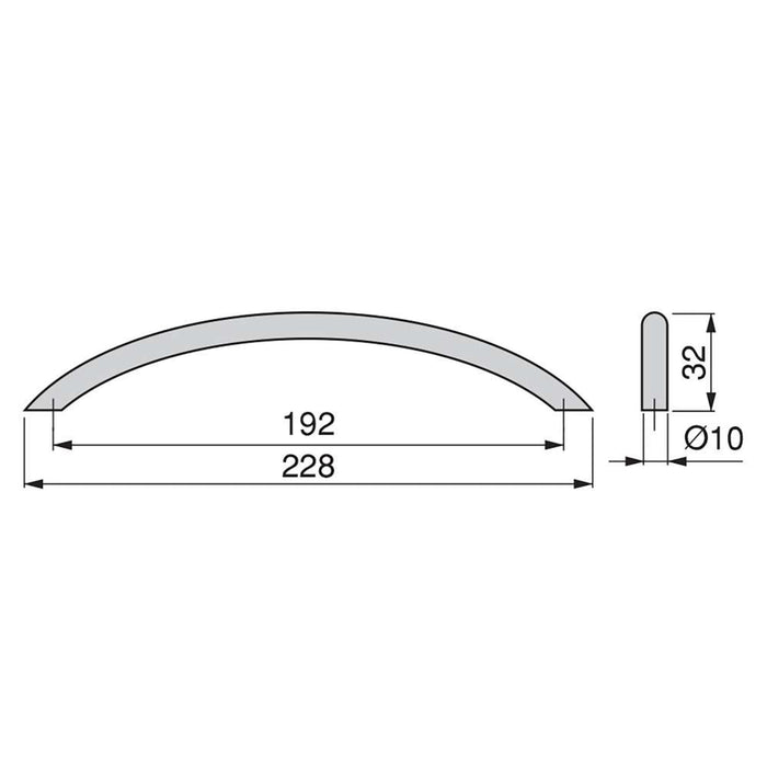 Lot von 20 Möbelgriffe Porto, L228mm, 192mm Achsenabstand, Stahl, Nickel satiniert