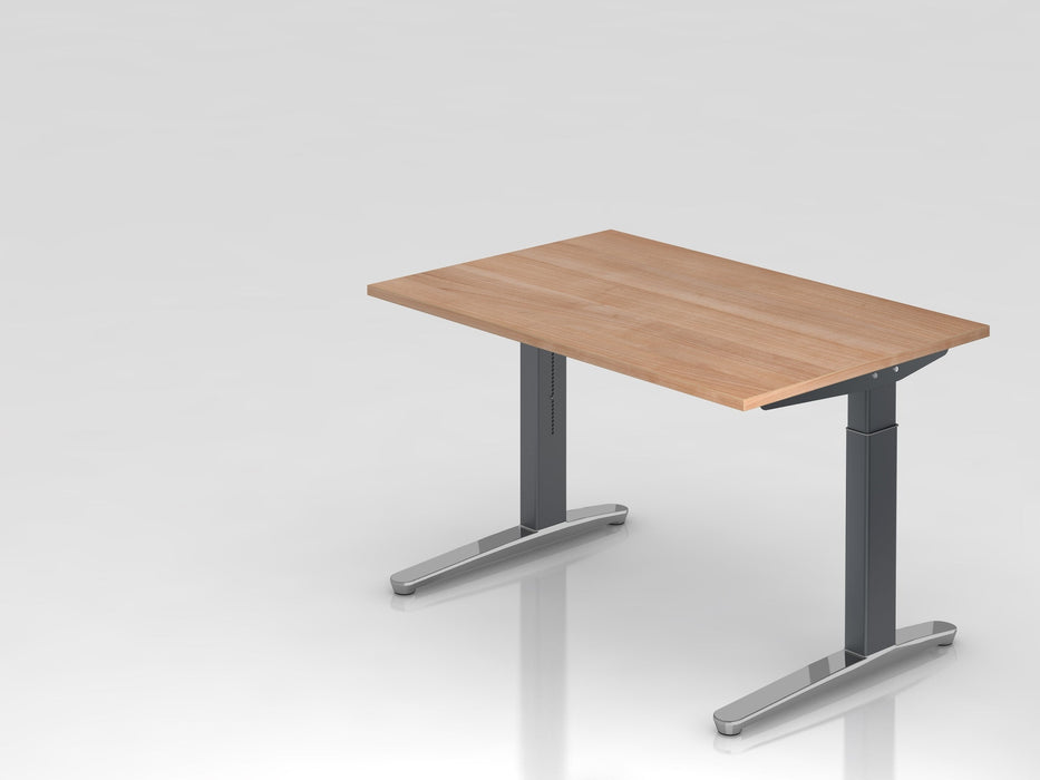 Hammerbacher | Schreibtisch C-Fuß 120x80cm Nussb / Graphit poliert