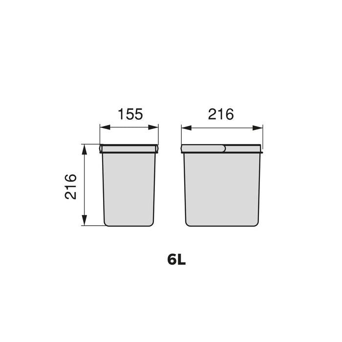 Lot Recyclingbehälter Küchenschublade, H 216mm, 2x6Liter, Kunststoff anthrazitgrau