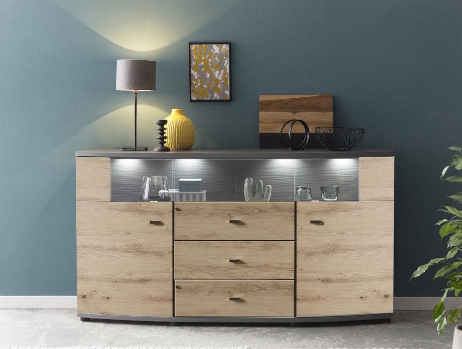 Hometrend | DERA 085 Sideboard | Dekor Artisan Eiche MDF TG / Anthrazit